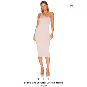 Re Ona Sophia one shoulder midi dress